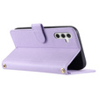 Puzdro s chlopňou pre Samsung Galaxy A36 5G, Rhombus Crossbody Leather, fialové