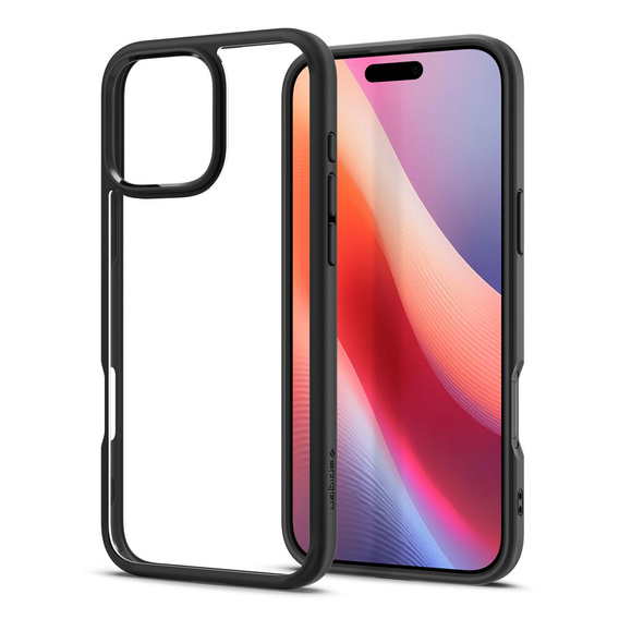 Puzdro Spigen pre iPhone 16 Pro Max, Ultra Hybrid, transparentné / čierne + tvrdené sklo 9H