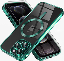 Puzdro pre iPhone 12 Pro, Electro MagSafe, zelený + sklo na displej