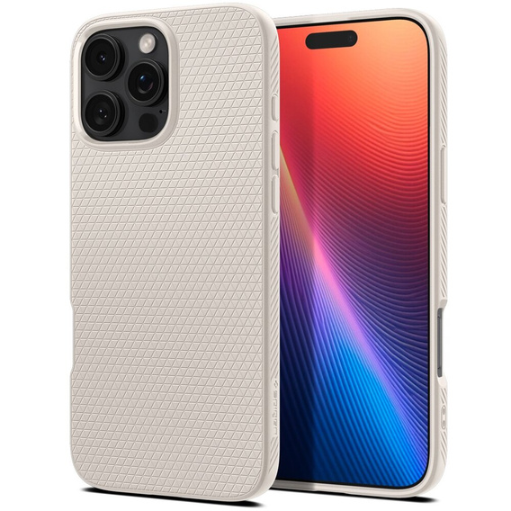 Puzdro Spigen pre iPhone 16 Pro Max, Liquid Air, titán + tvrdené sklo 9H