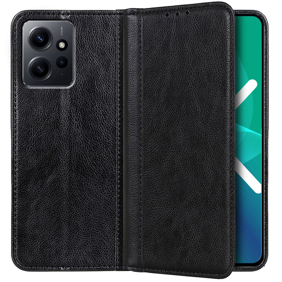 Obal na mobil pre Xiaomi Redmi Note 12 4G, Wallet Litchi Leather, čierne