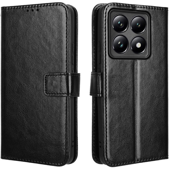 Klapkové puzdro pre Xiaomi 14T Pro, Crazy Horse Wallet, čierne