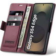 Puzdro pre Samsung Galaxy S25 Edge, ERBORD Glossy Litchi, flipová peňaženka, červené