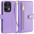 Klapkové puzdro pre Oppo Reno 13 Pro, Wallet Zipper Pocket, fialové