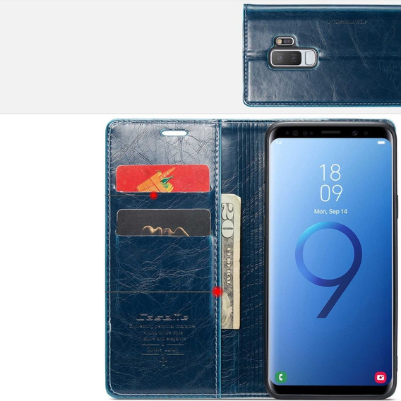 CASEME flipové puzdro pre Samsung Galaxy S9+ Plus, Waxy Textured, modré