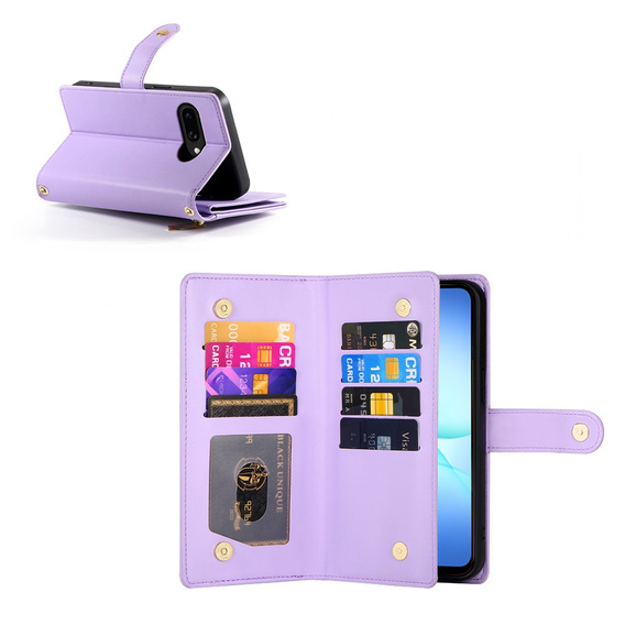 Flipové puzdro Wallet Zipper Pocket pre Samsung Galaxy A17 5G, Wallet Zipper Pocket, fialové