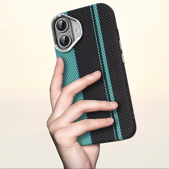 Puzdro pre iPhone 16, Carbon Fiber MagSafe, čierna / modrá