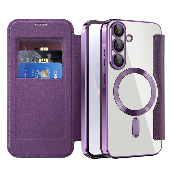 Klapkové puzdro pre Samsung Galaxy A26, RFID Wallet MagSafe CamShield, fialové