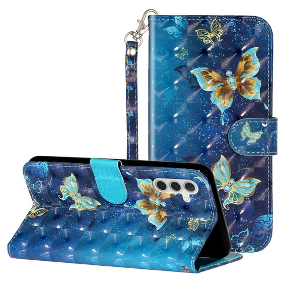 Klapkové puzdro pre Samsung Galaxy A35 5G, Wallet, Butterflies modré