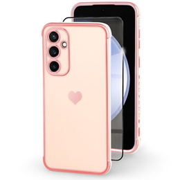 Puzdro pre Samsung Galaxy S23 FE, Electro heart, ružové rose gold + Full Glue Ceramic Glass