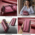 Puzdro CASEME pre Samsung Galaxy S25 FE, RFID Leather Wallet, s popruhom cez rameno, červené
