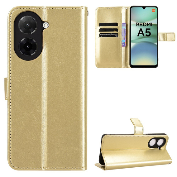 Klapkové puzdro pre Xiaomi Redmi A5, Crazy Horse Wallet, zlaté