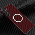 Obal na mobil pre Samsung Galaxy S23, Magsafe Slim Carbon, červené