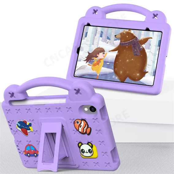 Detské puzdro pre iPad mini 8.3" 2021 (6 gen.) / iPad mini 8.3" 2024 (7 gen.), Cute Patterns, so stojanom, fialové