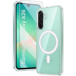 Puzdro pre Samsung Galaxy A26, Dropproof MagSafe, priehľadné + tvrdené sklo 9H