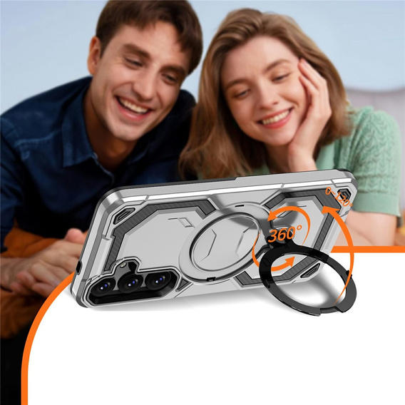 Magnetické puzdro s podstavcom pre Samsung Galaxy A57 5G, strieborné