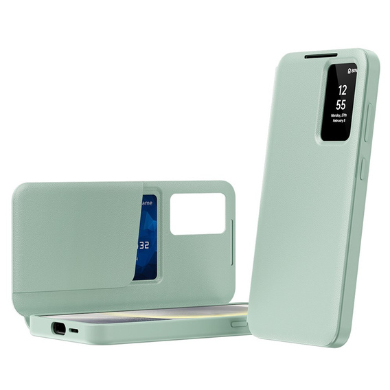 Flipové puzdro pre Samsung Galaxy S24 FE, Smart View Wallet, zelený