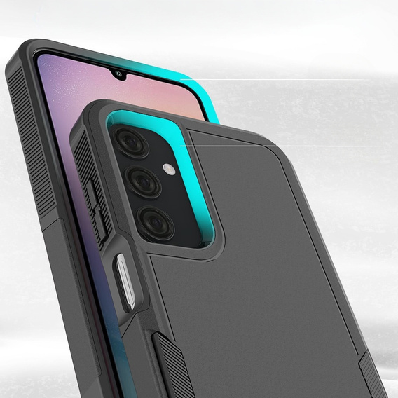 Pancierované puzdro pre Samsung Galaxy A25, dvojvrstvové, čierne + 9H sklo
