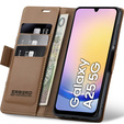 Puzdro pre Samsung Galaxy A25 5G, ERBORD Glossy Litchi, flipová peňaženka, hnedé
