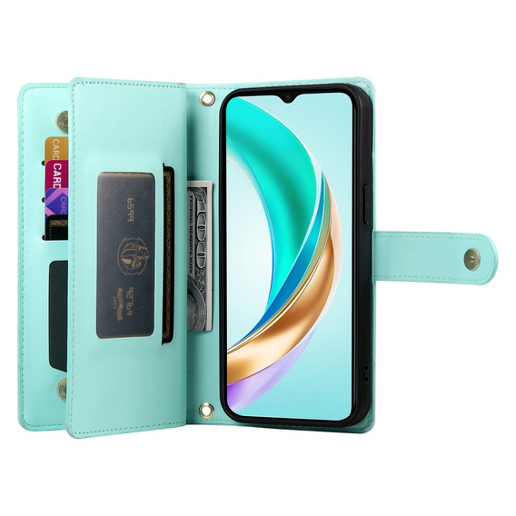 Klapkové puzdro pre Honor Magic 7 Lite, Wallet Zipper Pocket, mätové