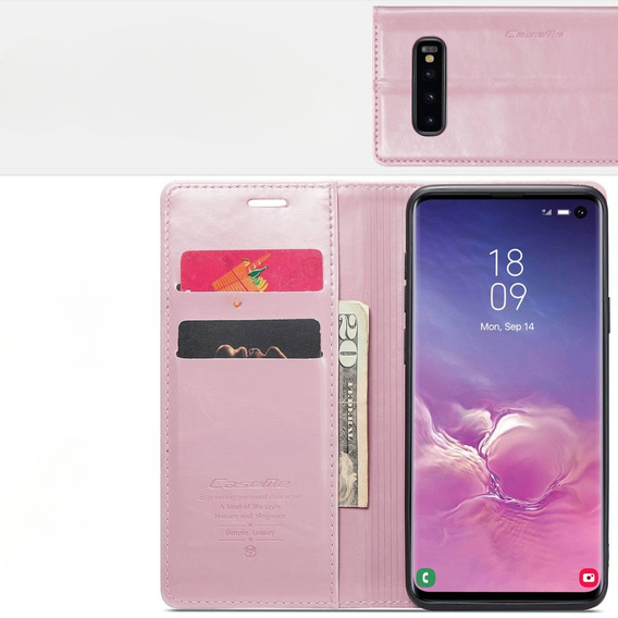 CASEME flipové puzdro pre Samsung Galaxy S10+ Plus, Waxy Textured, ružové
