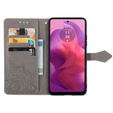 Klapkové puzdro pre Motorola Moto E14, Mandala, sivé