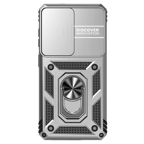 Puzdro s podstavcom a krytom objektívu pre Samsung Galaxy S26, strieborné