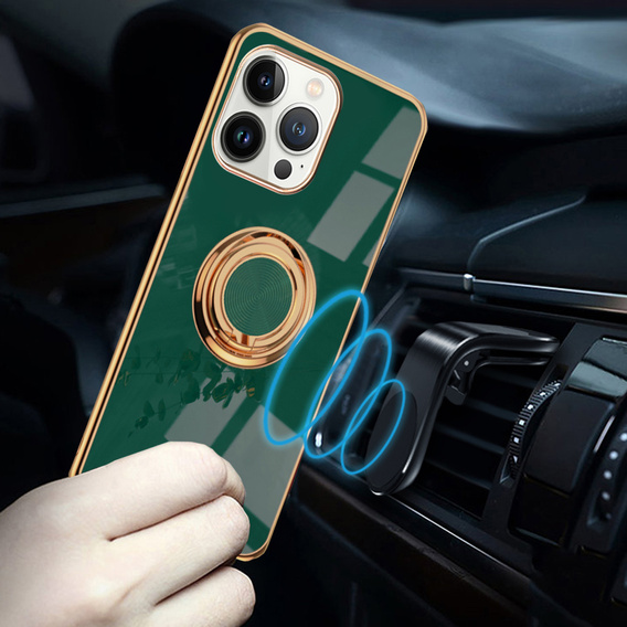 Obal na mobil pre iPhone 13 Pro, Electro Ring, zelený