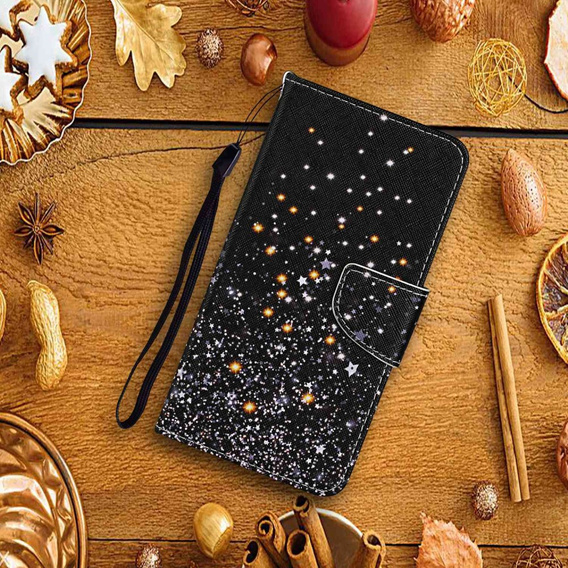 Klapkové puzdro pre Xiaomi Redmi 13C / Poco C65, Wallet, Stars, čierne