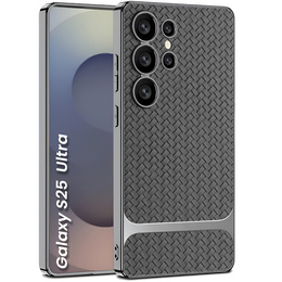 Puzdro pre Samsung Galaxy S25 Ultra, GKK Woven Leather, sivé