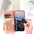 Klapkové puzdro pre Xiaomi Poco F7 Ultra, Butterfly, ružové rose gold