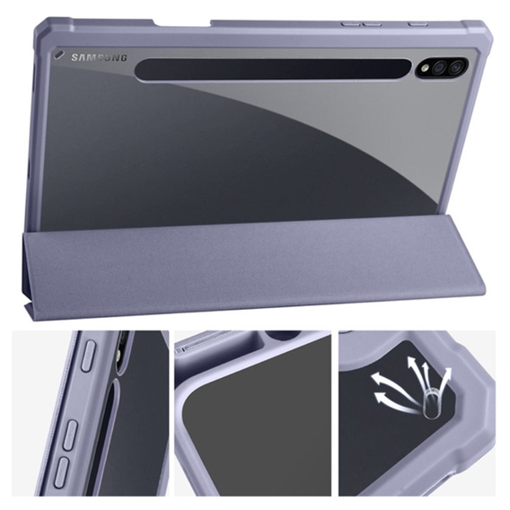 Puzdro pre Samsung Galaxy Tab S7 Plus / Tab S7 FE, Smartcase Hybrid, so slotom na stylus, fialové