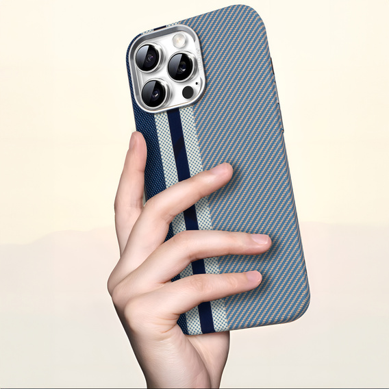 Puzdro pre iPhone 15 Pro, Carbon Fiber MagSafe, modré