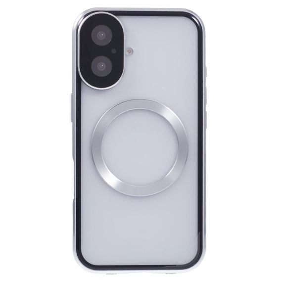 Magnetické puzdro Dual Glass MagSafe pre iPhone 16, strieborné