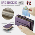 Puzdro CASEME pre Samsung Galaxy S25 FE, RFID Leather Wallet, s popruhom cez rameno, fialové