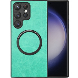 Obal na mobil pre Samsung Galaxy S23 Ultra, Leather Hybrid MagSafe, zelený