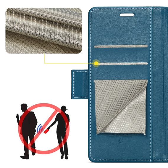 CASEME flipové puzdro pre Samsung Galaxy Z Fold6 5G, Litchi Wallet, modré