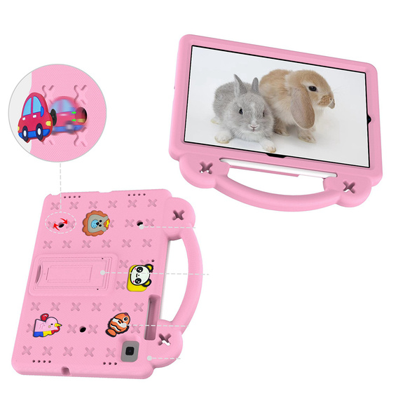 Detské puzdro pre Samsung Galaxy Tab S6 Lite 10.4 2020/2022 / Tab A7 2020 T500 / T505 / Tab S6 T860/T865, Cute Patterns, so stojanom, ružové