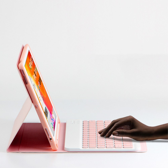 Puzdro + klávesnica iPad 10.2 7/8/9 gen 2019/2020/2021, Keyboard Cover Pen Slot, ružové rose gold