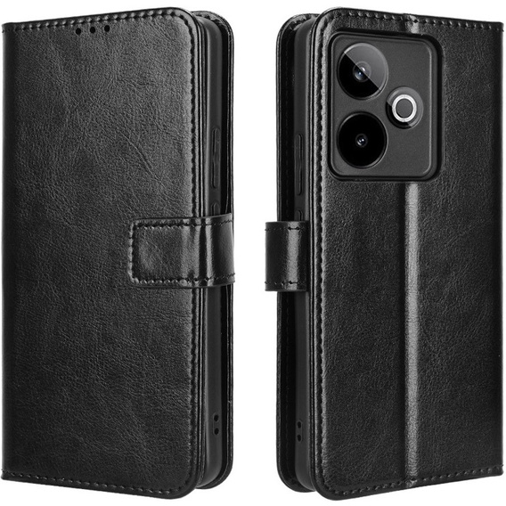 Klapkové puzdro pre Realme GT 7 / 7T, Crazy Horse Wallet, čierne