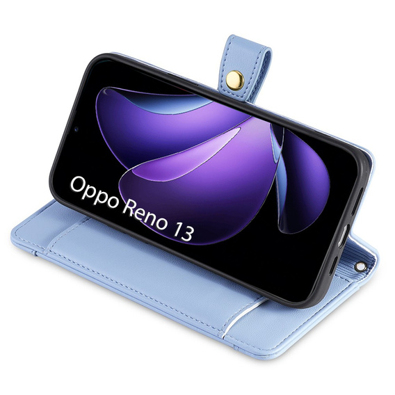 Klapkové puzdro pre Oppo Reno 13, Wallet Zipper Pocket, modré
