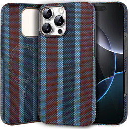 Puzdro pre IPhone 16 Pro, Aramid Fiber Slim Case, pre MagSafe, modrá / červená