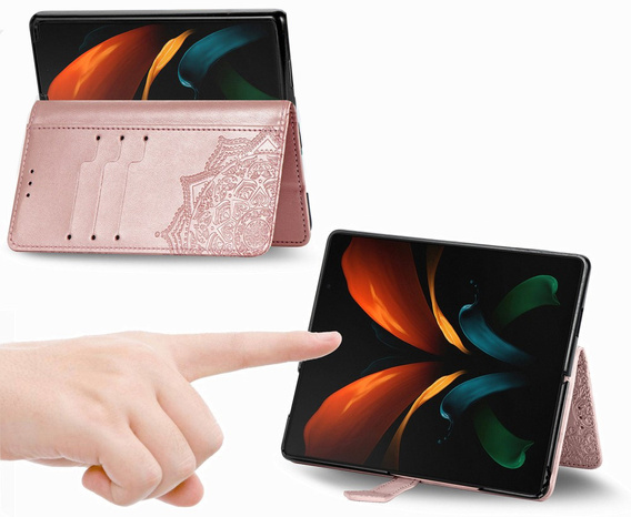 Klapkové puzdro pre Samsung Galaxy Z Fold3 5G, Mandala, ružové rose gold