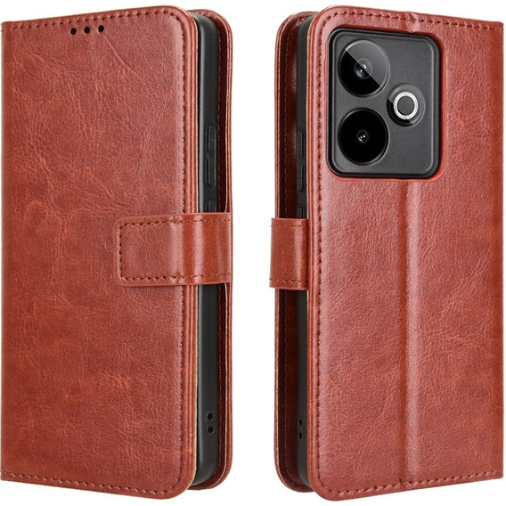 Klapkové puzdro pre Realme GT 7 / 7T, Crazy Horse Wallet, hnedé