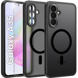 Puzdro pre Samsung Galaxy A35 4G/5G, pre MagSafe, ERBORD Matt Case, čierny + sklo na displej