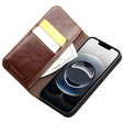Flipové puzdro pre Iphone 16E, QIALINO Leather Wallet, hnedé