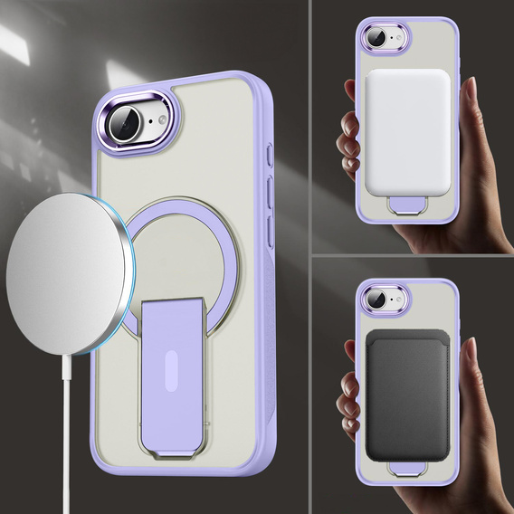 Puzdro pre Iphone 16E, Kickstand Matt Case, pre MagSafe, fialové