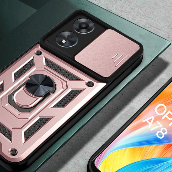 Obal na mobil pre Oppo A78 4G, CamShield Slide, ružové rose gold