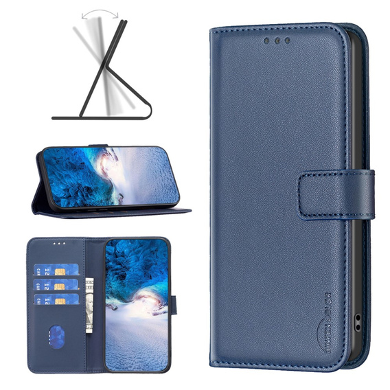 Klapkové puzdro pre Samsung Galaxy A25 5G, BINFEN Wallet, modré + 9H sklo