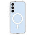Puzdro MagSafe Spigen pre Samsung Galaxy S24 FE, Ultra Hybrid, transparentné / biele + tvrdené sklo 9H